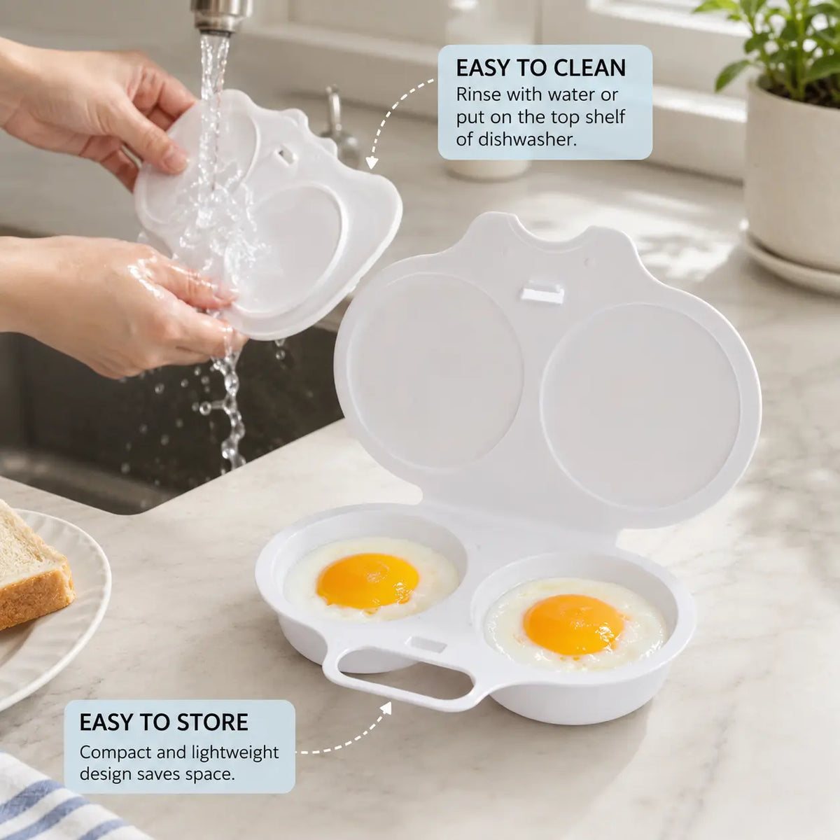2-Pack Easy-To-Clean Microwave Omelette Maker, Multifunctional Egg Poacher