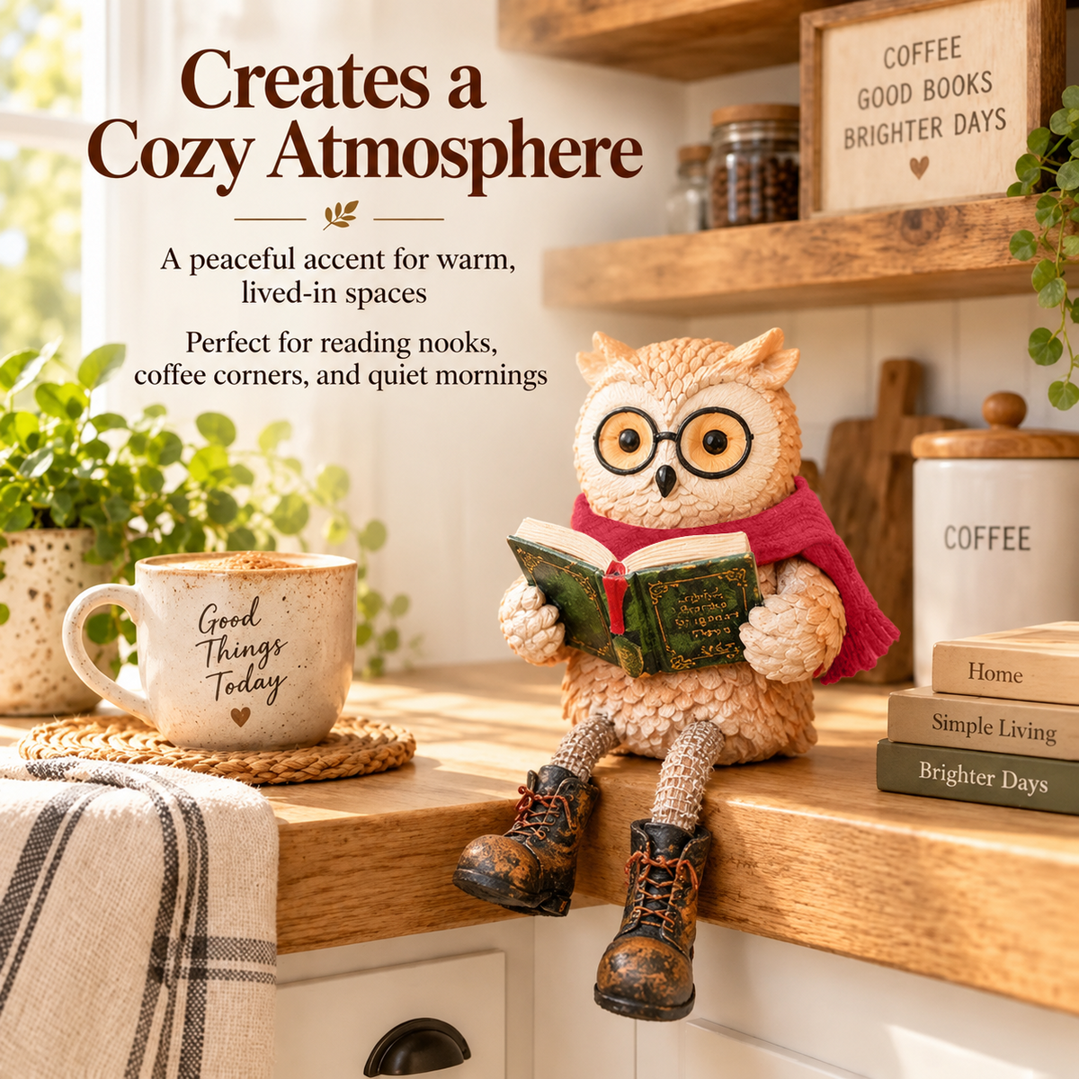 Cute Ornamental Figure of a Reading Owl