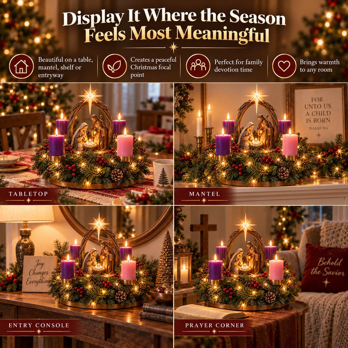 Lighted Nativity Advent Wreath – A Sacred 4-Week Christmas Tradition