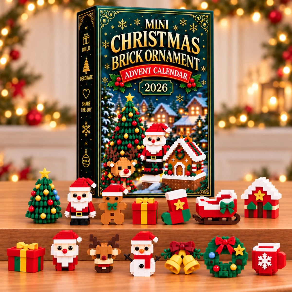 Mini Christmas Brick Ornament Advent Calendar - Holiday Tree Decorations