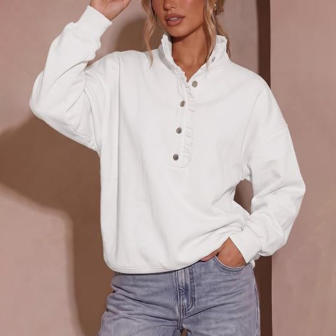 Women's Oversized Button-Front Sweatshirt