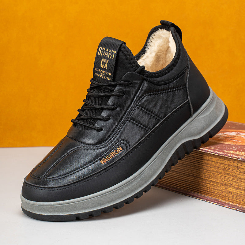 Men's Winter Casual Sports Shoes, Genuine Leather, Waterproof, Soft Sole with Velvet