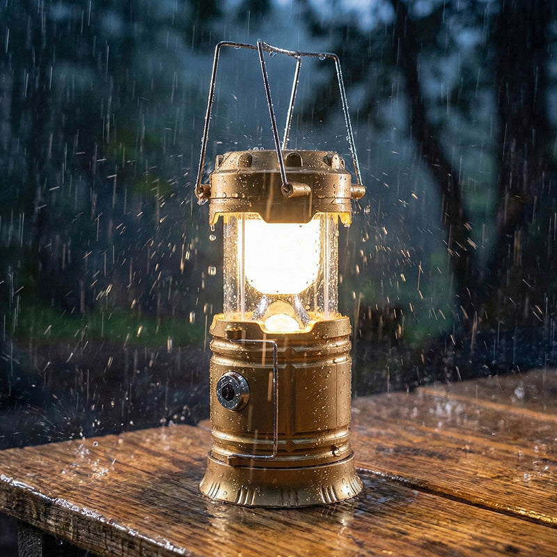 Solar Camping Lantern - Rechargeable LED Lights, Magnetic Base & Foldable Hanging Hook - Collapsible Lamp Battery Powered Perfect for Power Outages, Hiking, Emergencies