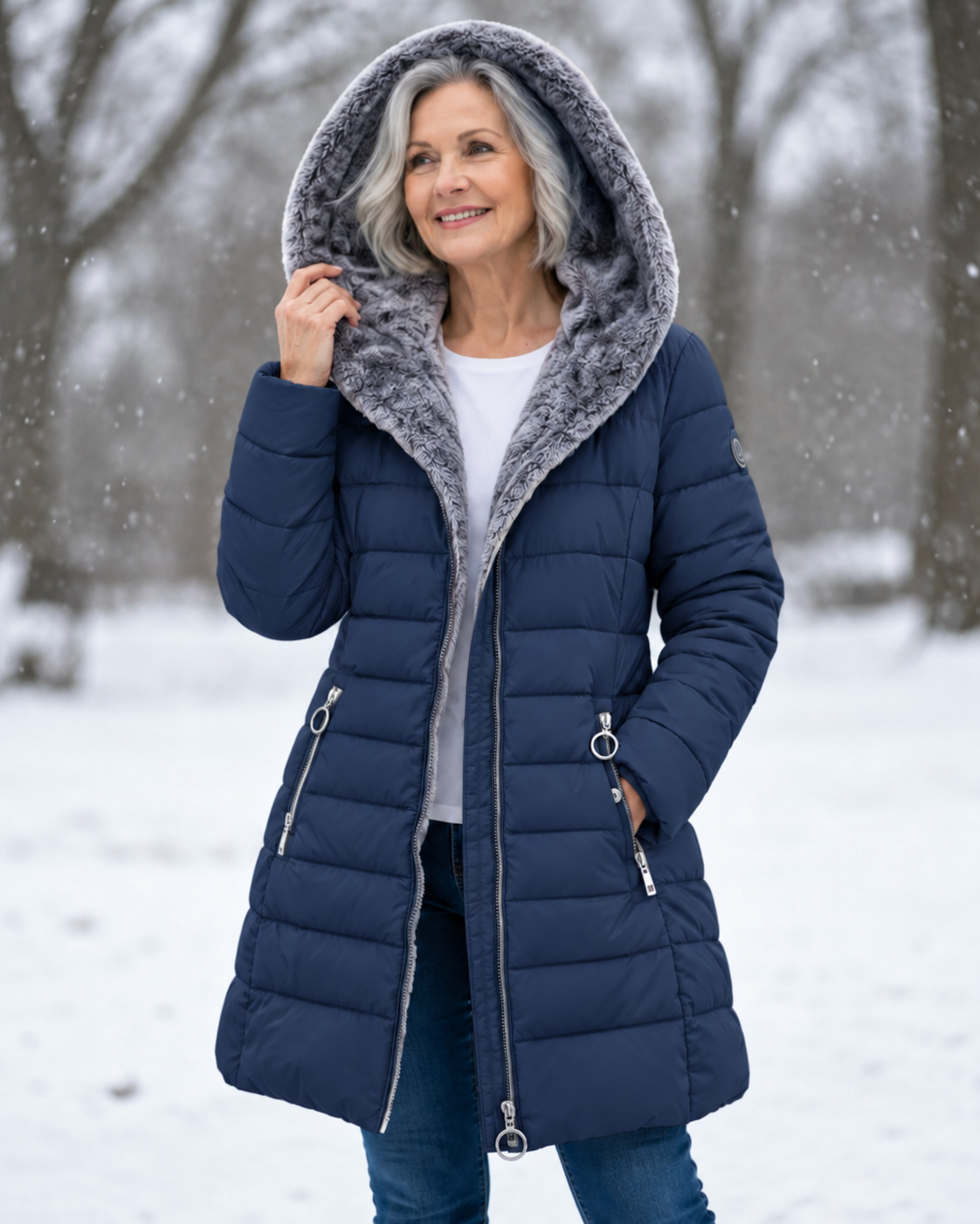 Warm Quilted Winter Coat with Hood