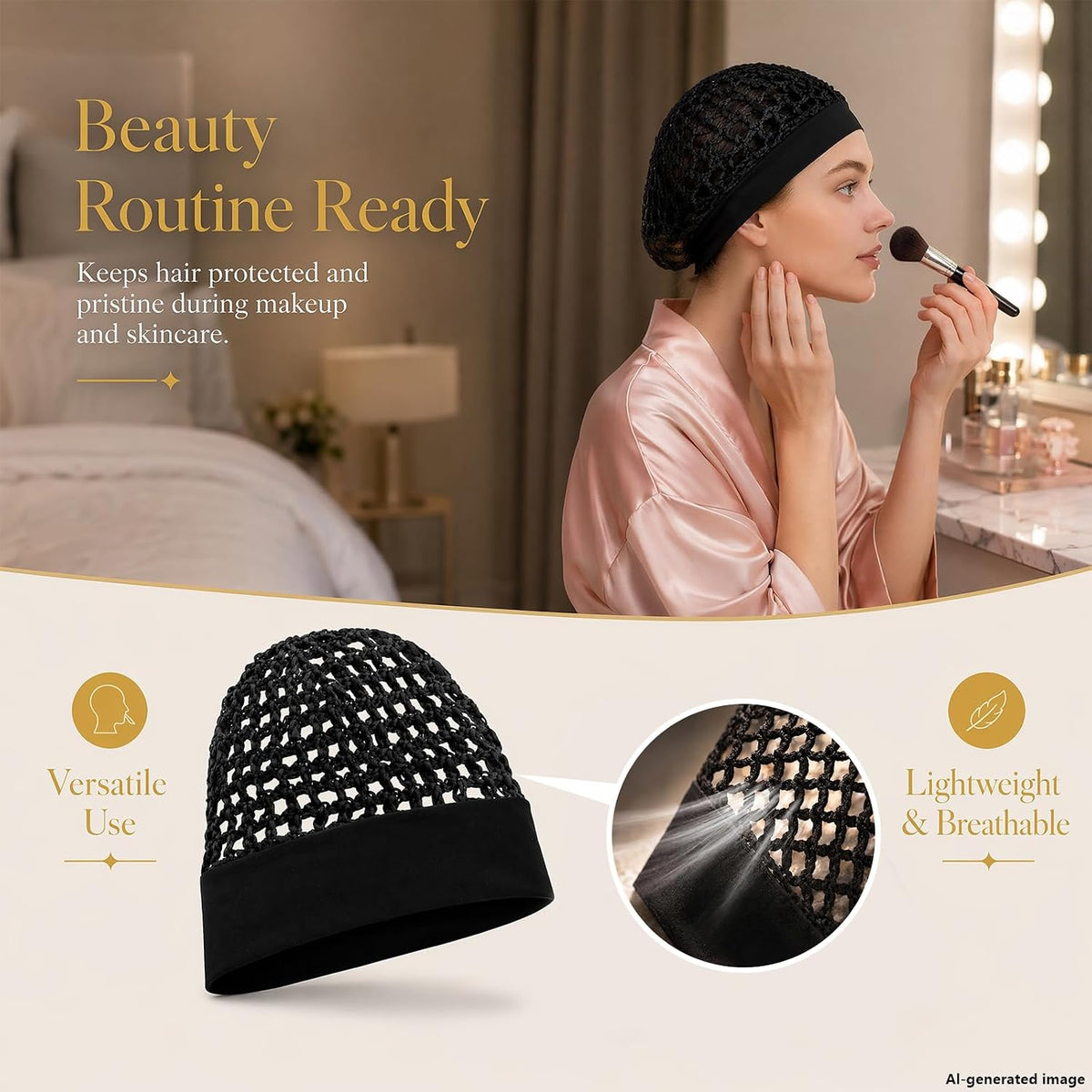 3-Piece Stretchy Wide-Edge Sleeping Cap Set