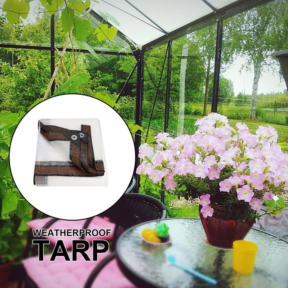 7x10FT Heavy Duty Waterproof PE Tarp Cover - Rainproof Tarp with Metal Grommets, Reinforced Edges & Fasteners for Balcony, Greenhouse, Plant Shield & Outdoor Storage