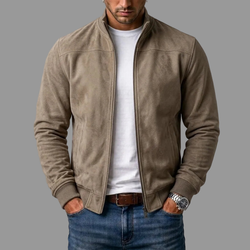 Suede Bomber Jacket for Men