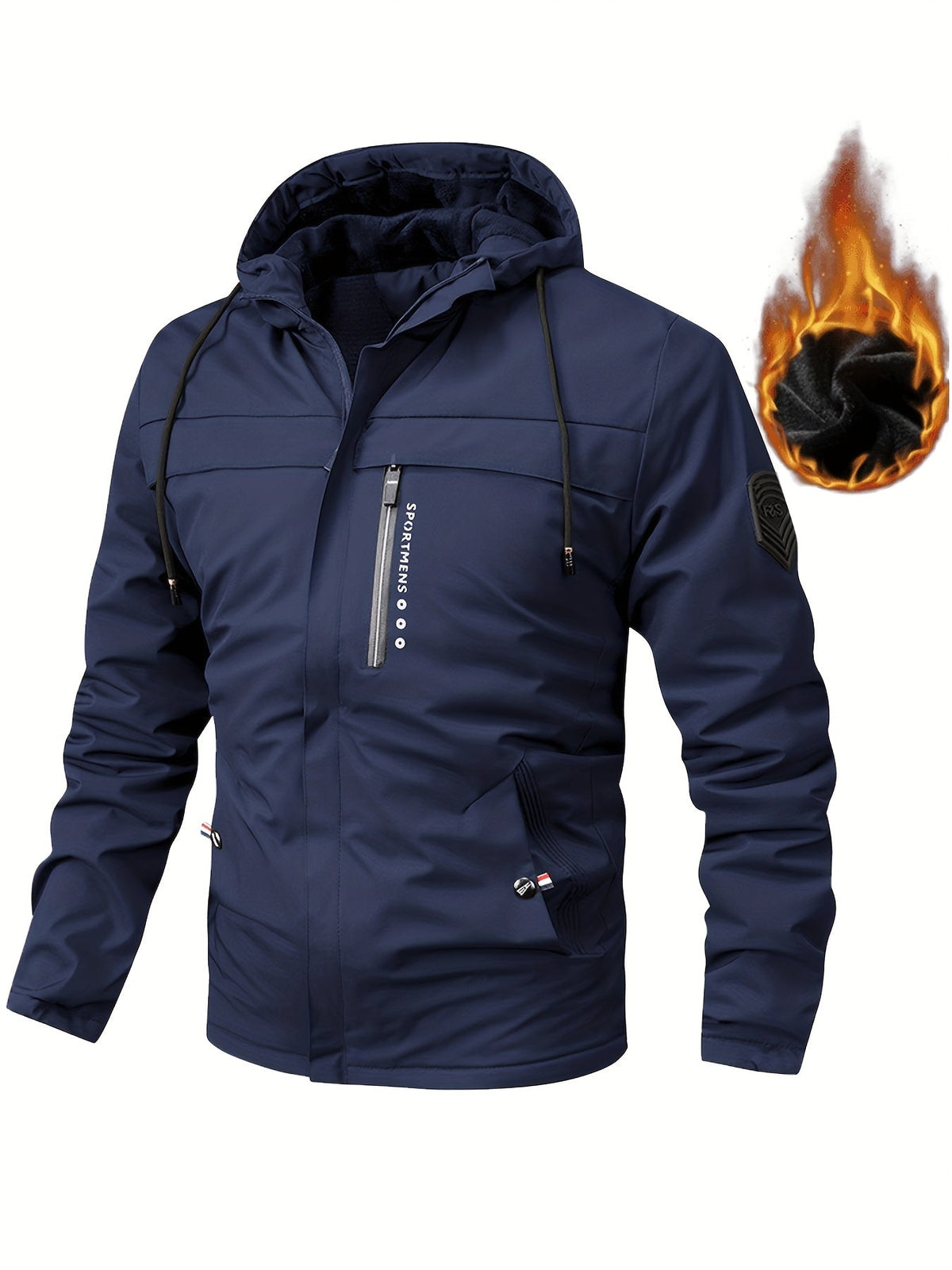 Men's Hooded Warm Wool Jacket Winter Outdoor Waterproof Jacket