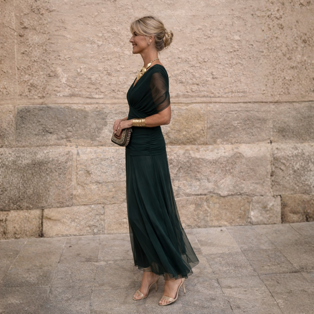 Tummy Flattering Off Shoulder Maxi Dress