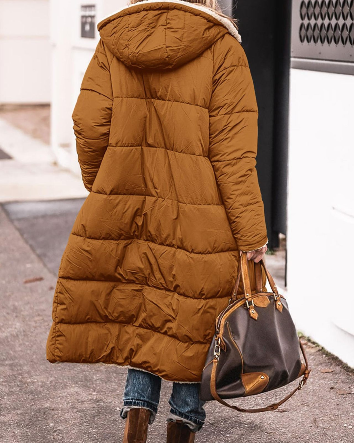 Long Reversible Sherpa Hooded Coat