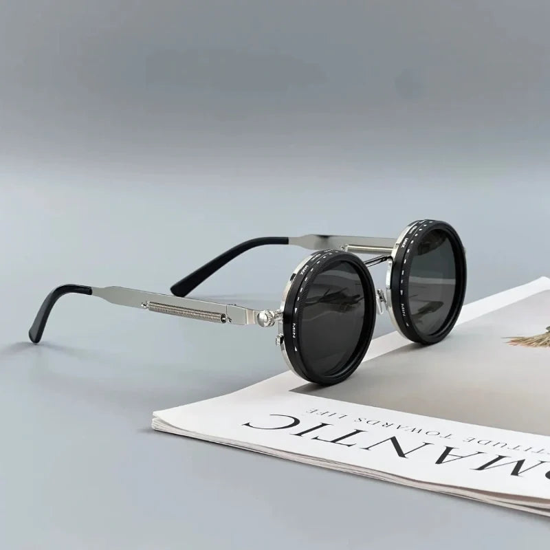 Sunglasses with Adjustable ND Filter Lenses and Round Frame
