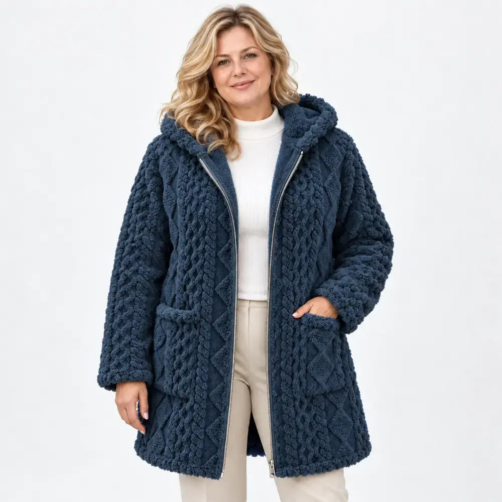 Women's Zip-Up Cardigan, Smooth Material, Reversible and Plush, Casual Style, Ideal for Autumn and Winter