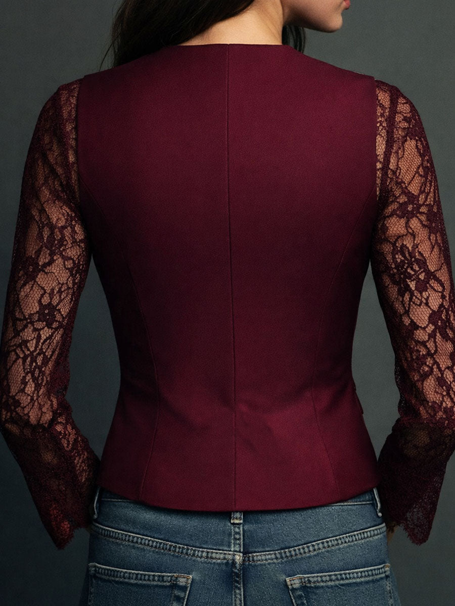 High Black Blazer with Semi-Sheer Sleeves