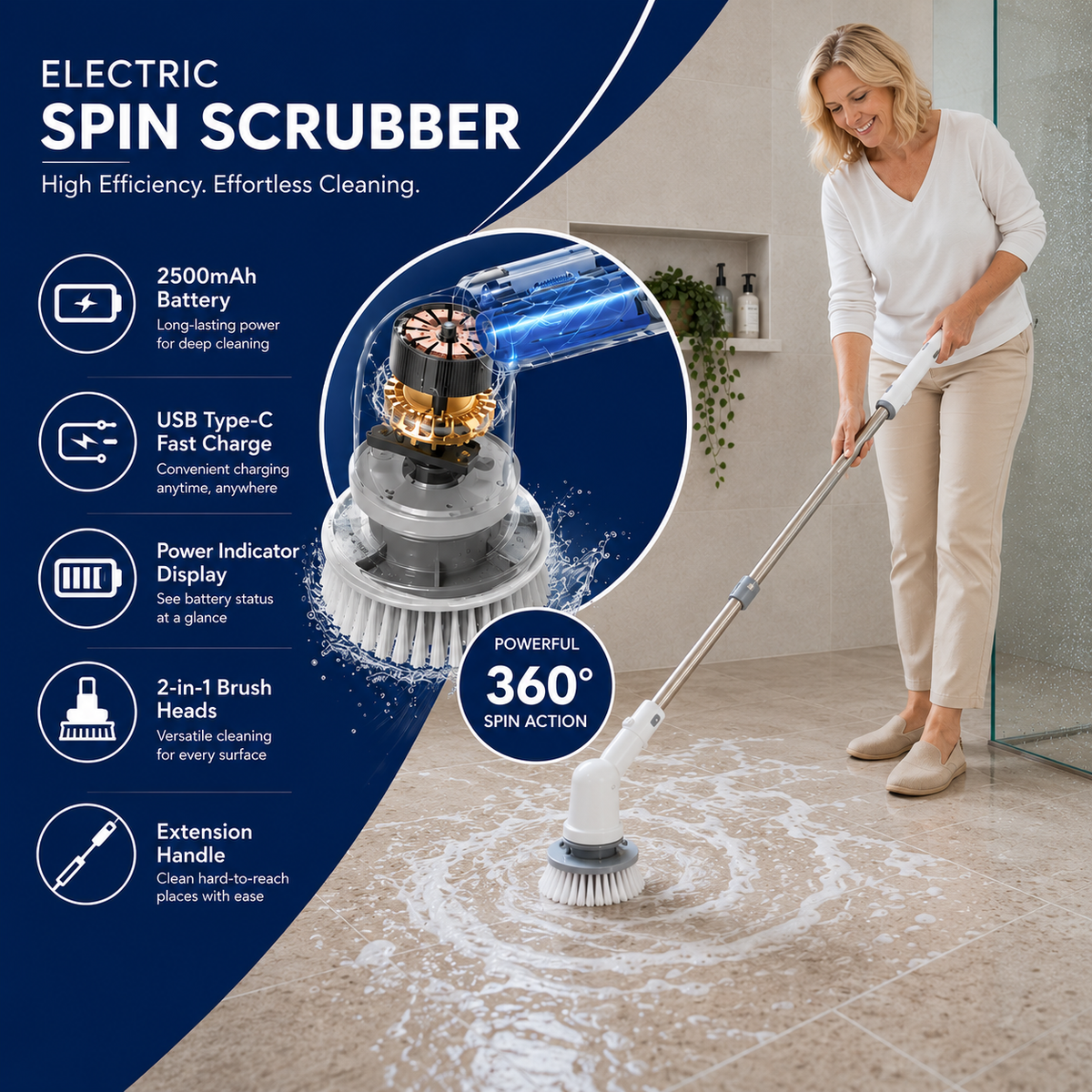 9-in-1 Extendable Bathroom Scrubber