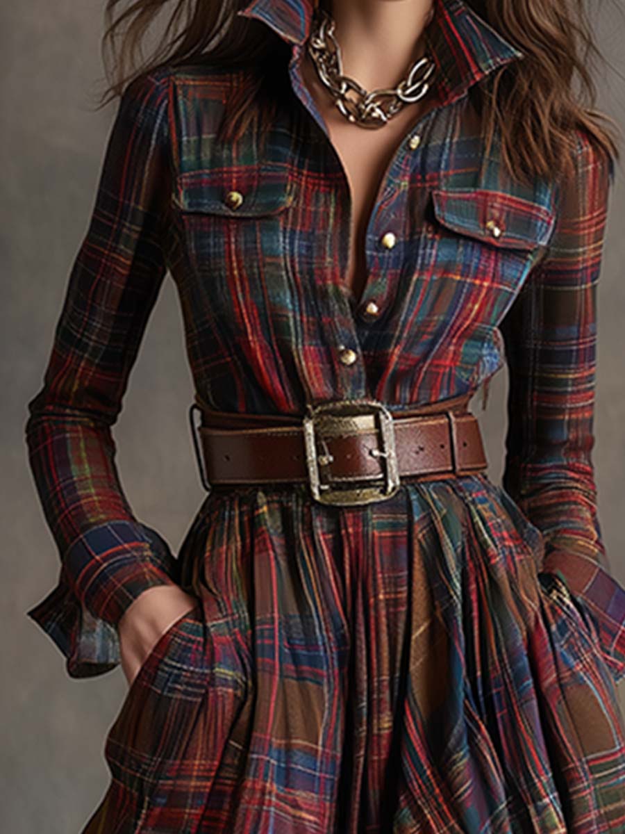 Classic Plaid Shirt Dress