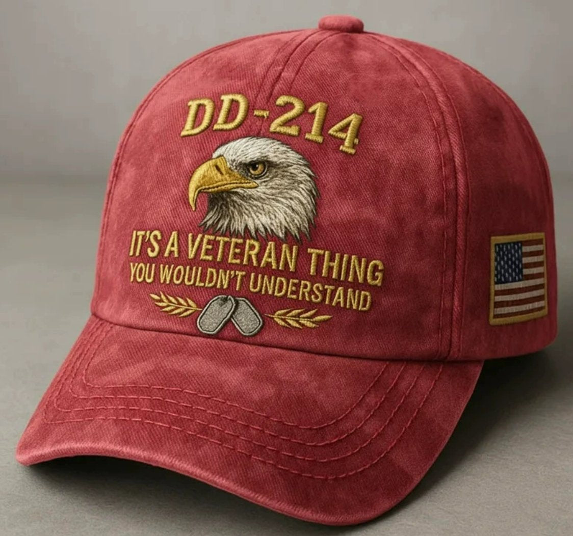 DD-214 Veteran Flat-Embroidery Cap