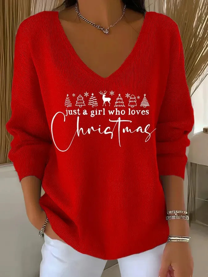 Women's Comfortable V-Neck Cozy Sweater