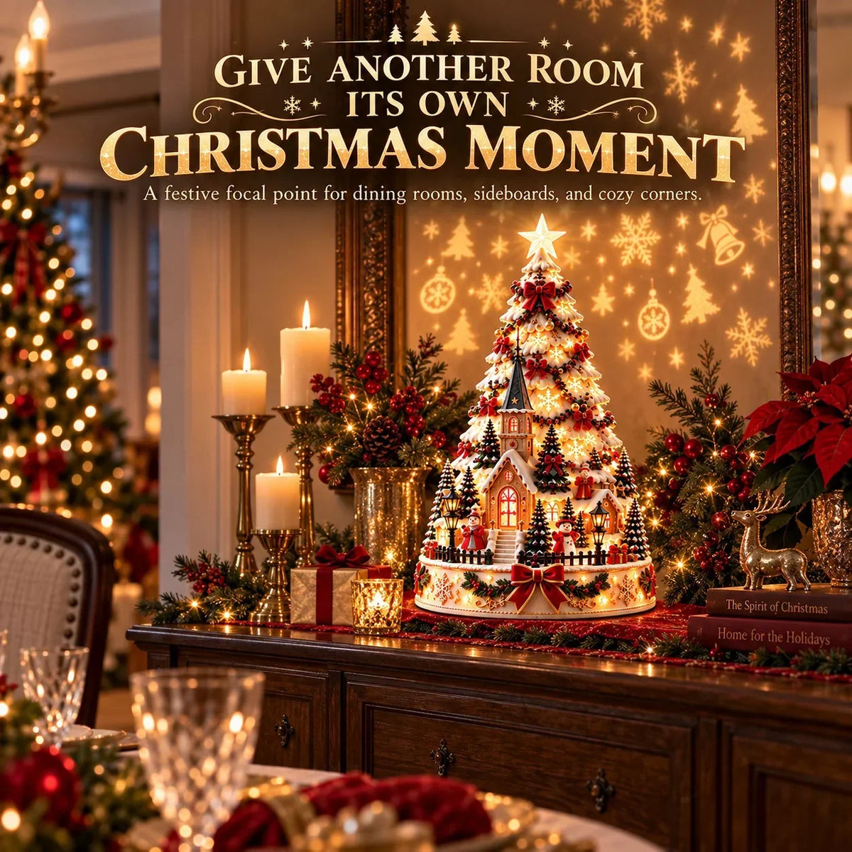 Illuminated Christmas Village with Wall and Ceiling Projection
