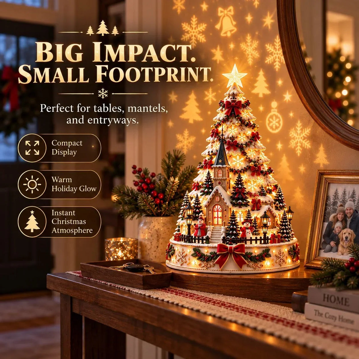 Illuminated Christmas Village with Wall and Ceiling Projection