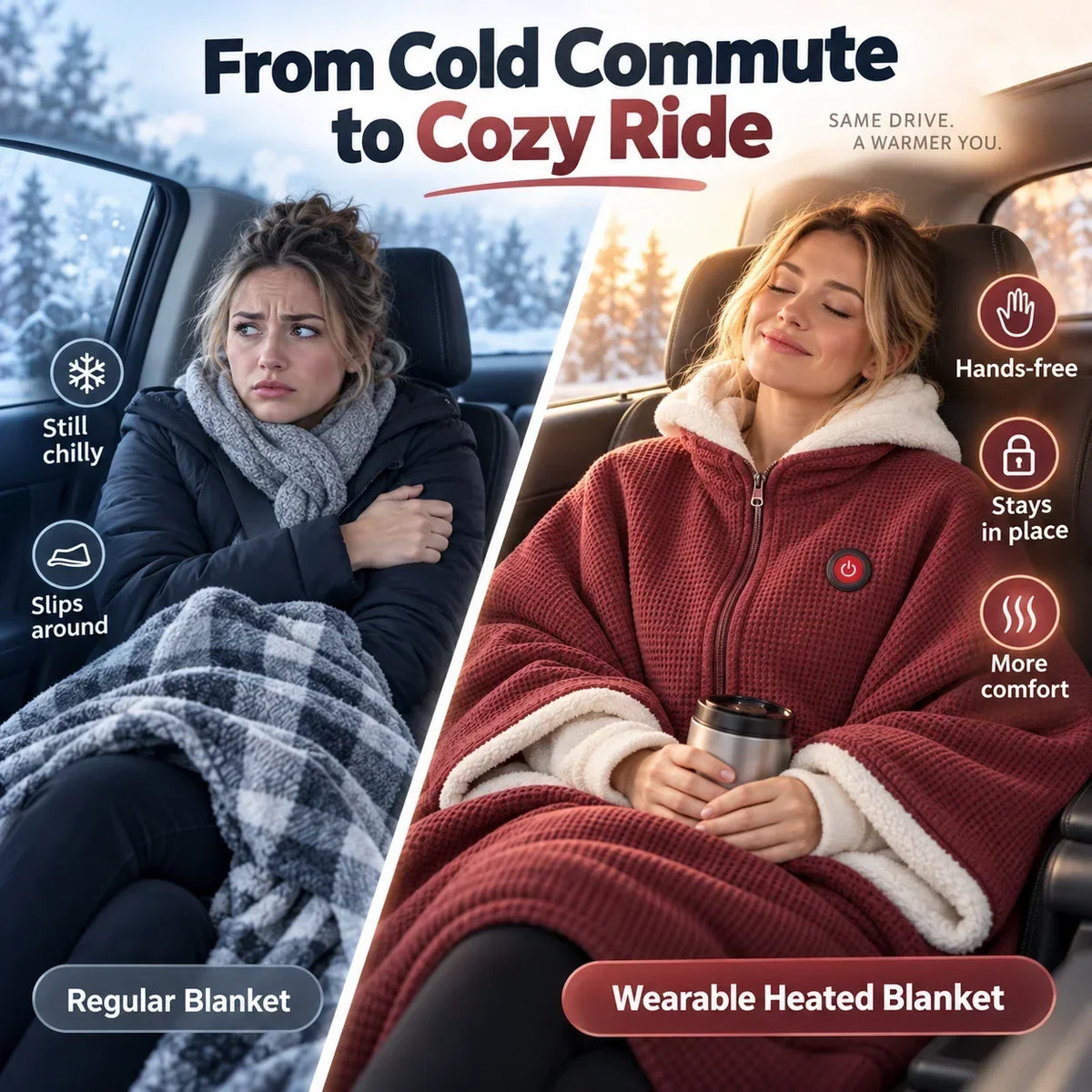 Portable Heated Blanket with USB and 3 Heat Settings