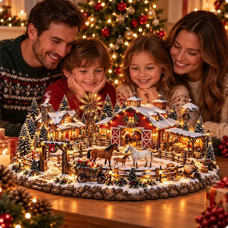 Christmas Horse Stable Village – Lighted Equestrian Holiday Scene