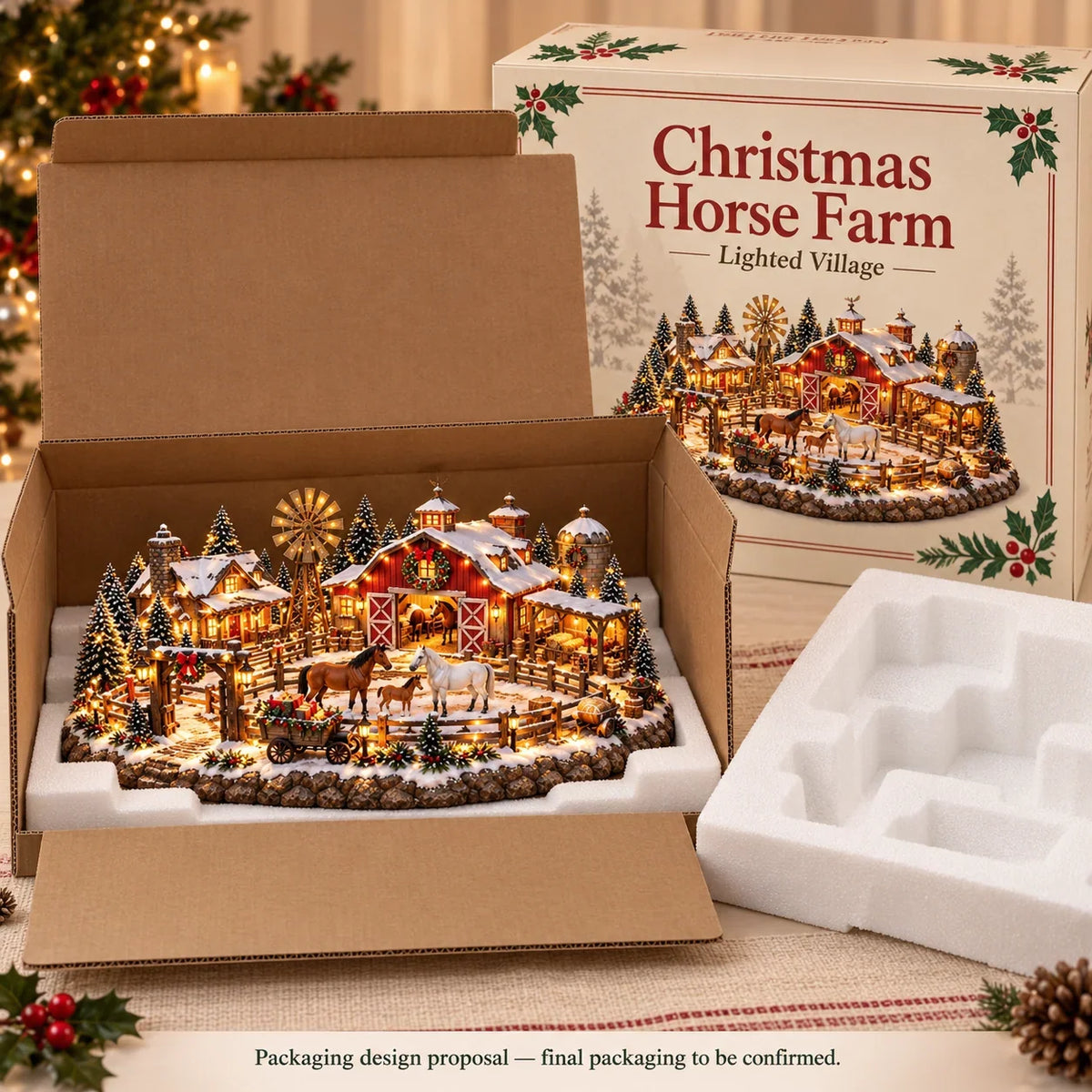 Christmas Horse Stable Village – Lighted Equestrian Holiday Scene