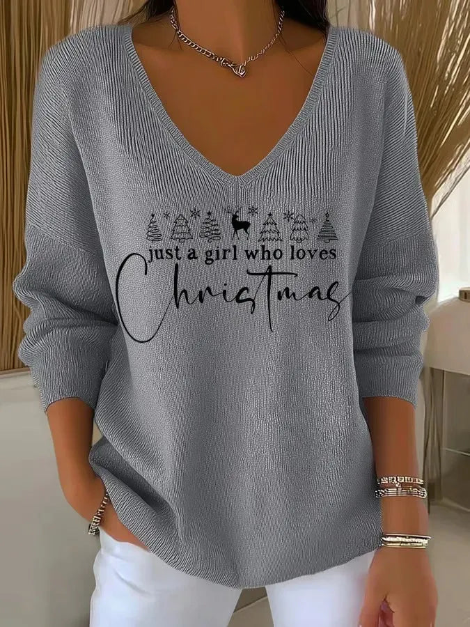 Women's Comfortable V-Neck Cozy Sweater