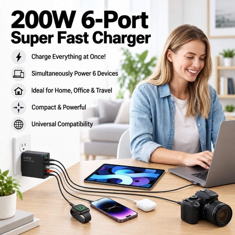 200W Six-Port Fast Charger