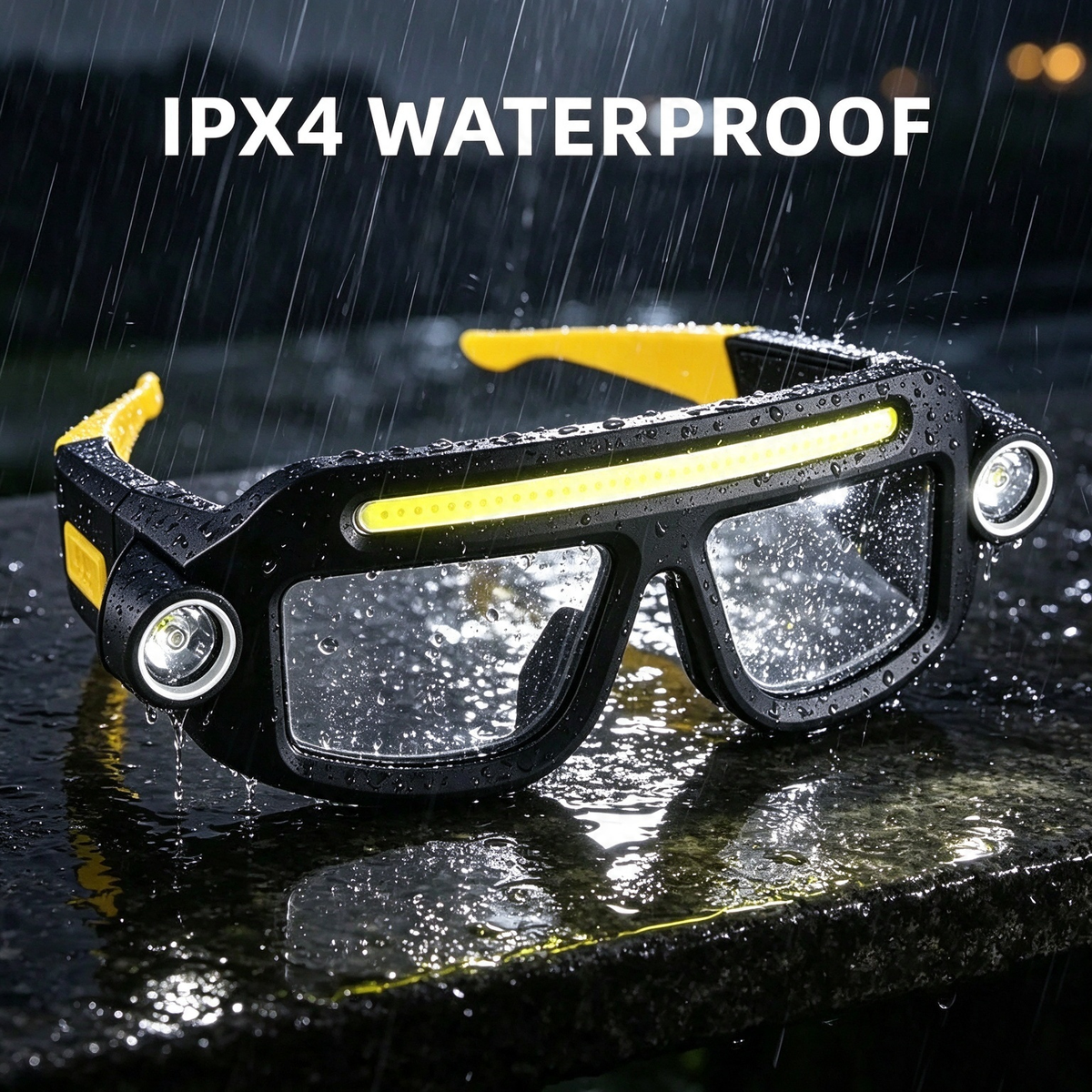 Rechargeable LED Headlamp Glasses - Hand-Wave Sense, Type-C USB Charging