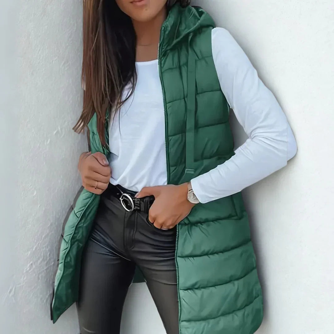 Long Hooded Puffer Vest
