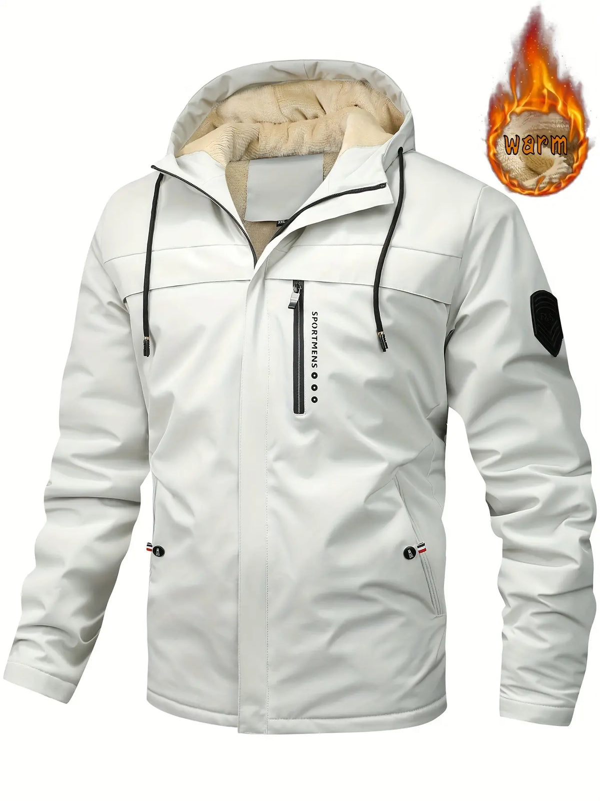 Men's Hooded Warm Wool Jacket Winter Outdoor Waterproof Jacket