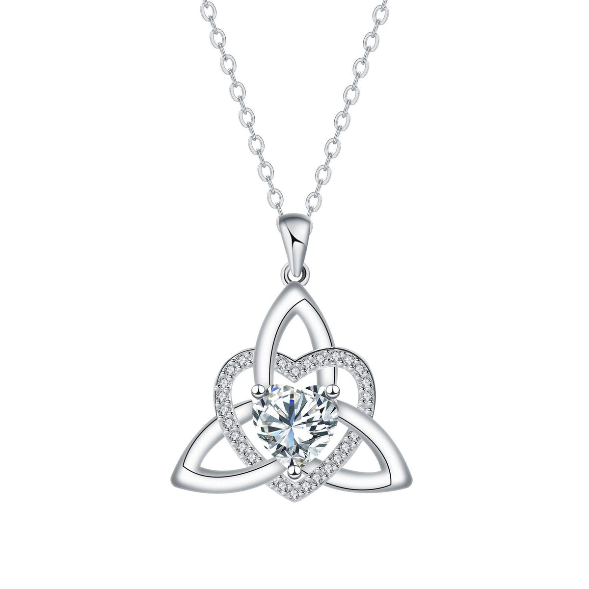 Birthstone Celtic Trinity Knot Heart Necklace Heart Shape Celtic Trinity Knot Birthstone Pendant
