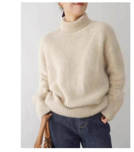 Amelia Cashmere Turtleneck Top Luxurious Black or White