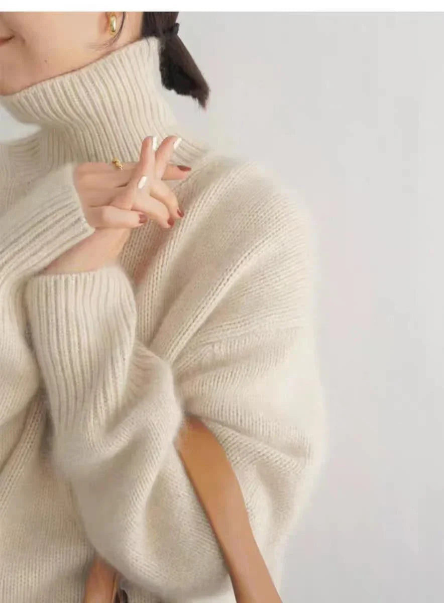 Amelia Cashmere Turtleneck Top Luxurious Black or White