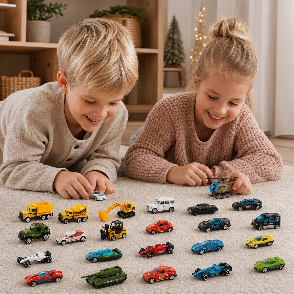 Christmas Advent Calendar with Die-Cast Cars for Kids