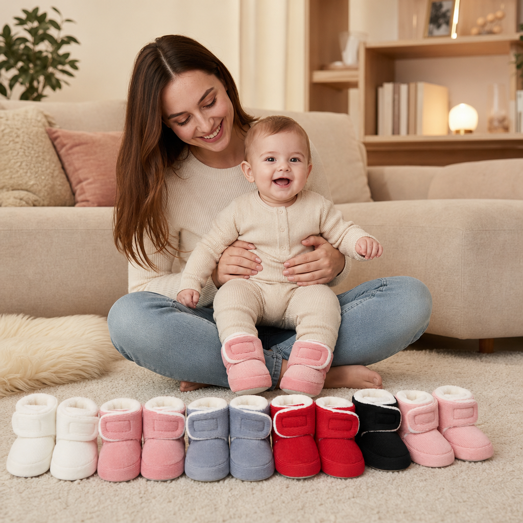 Warm and Cozy Fluffy Baby Booties with Soft, Anti-Slip Soles