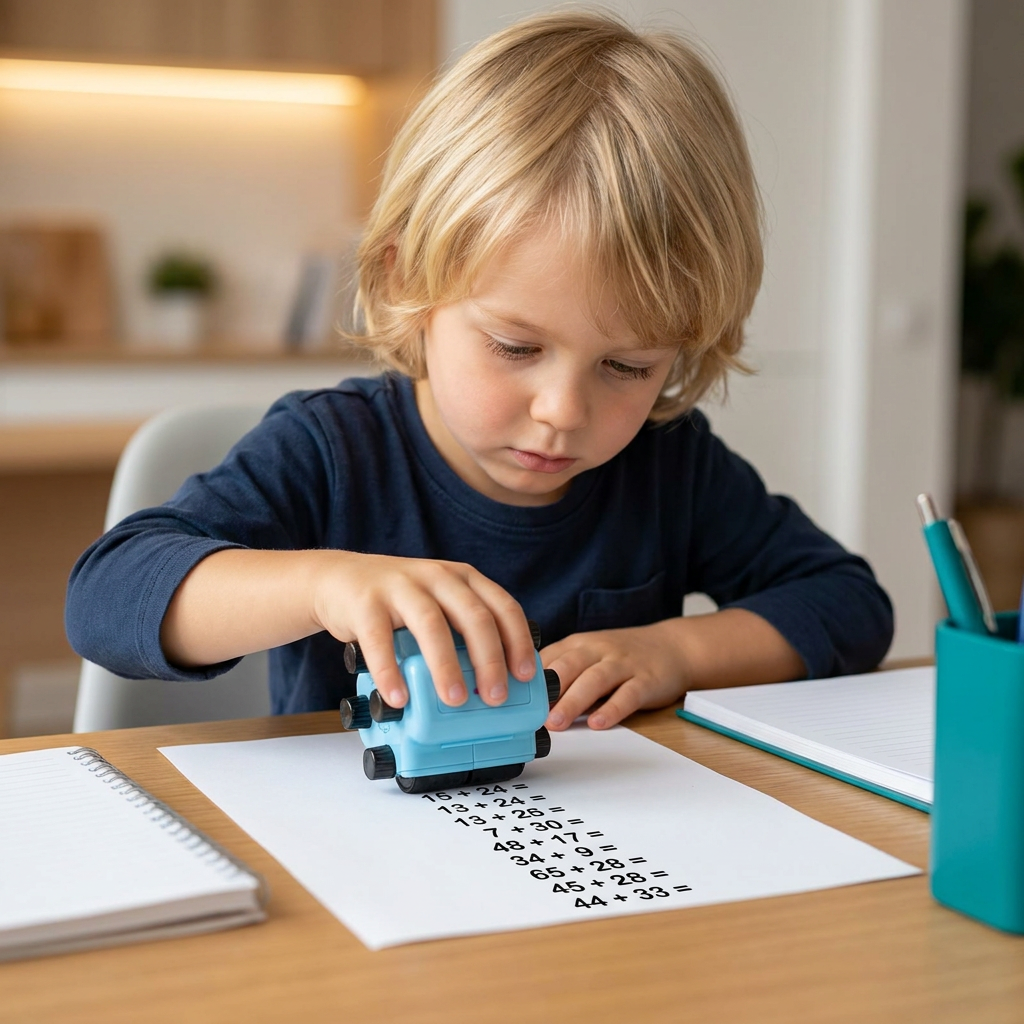 4-in-1 Math Rolling Stamp – Practicing Addition, Subtraction, Multiplication & Division