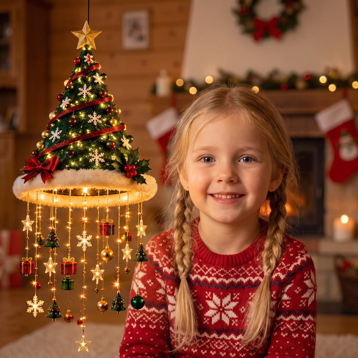Christmas Santa Hat Lights with LED String Lights