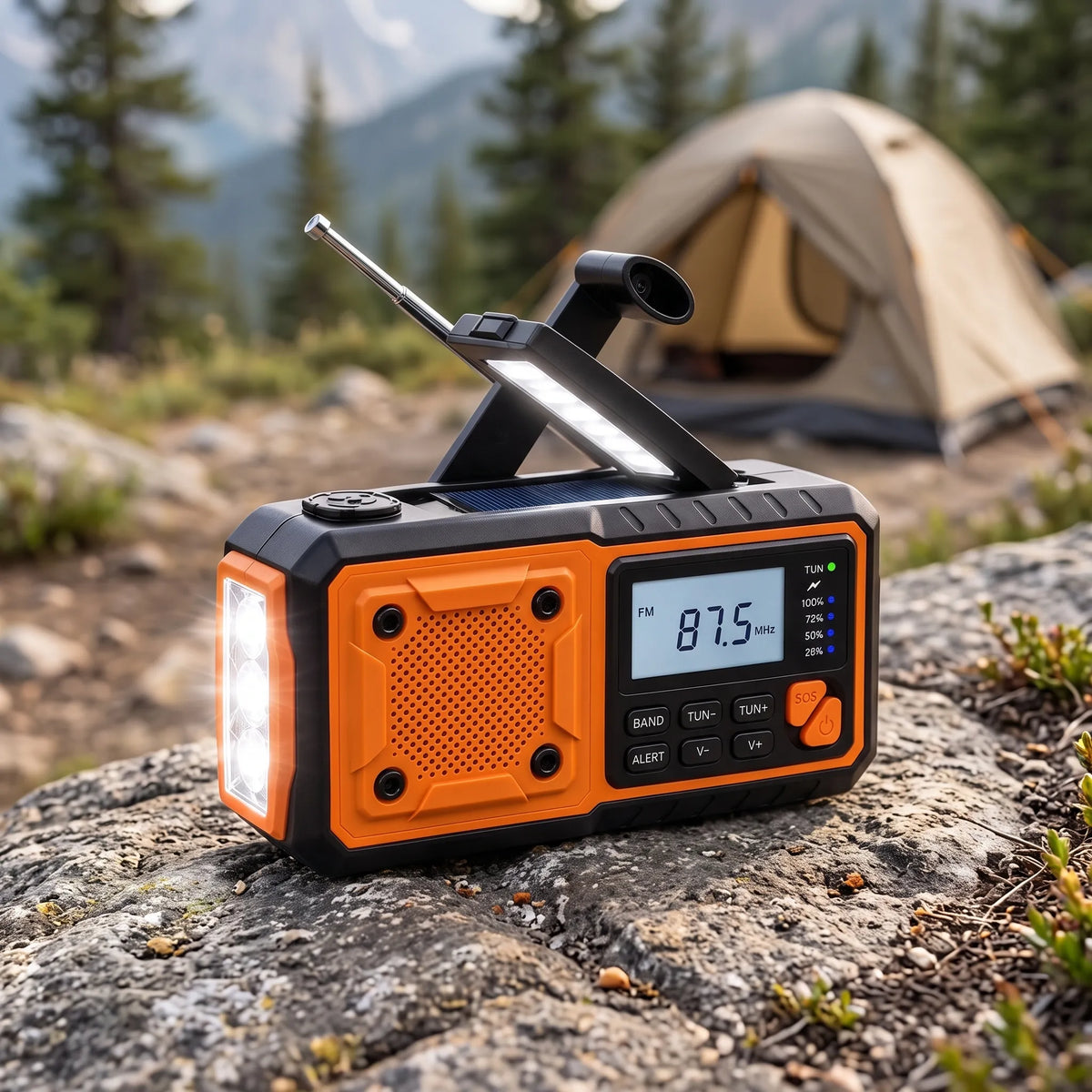 Bluetooth Portable FM Radio With Crank Charger