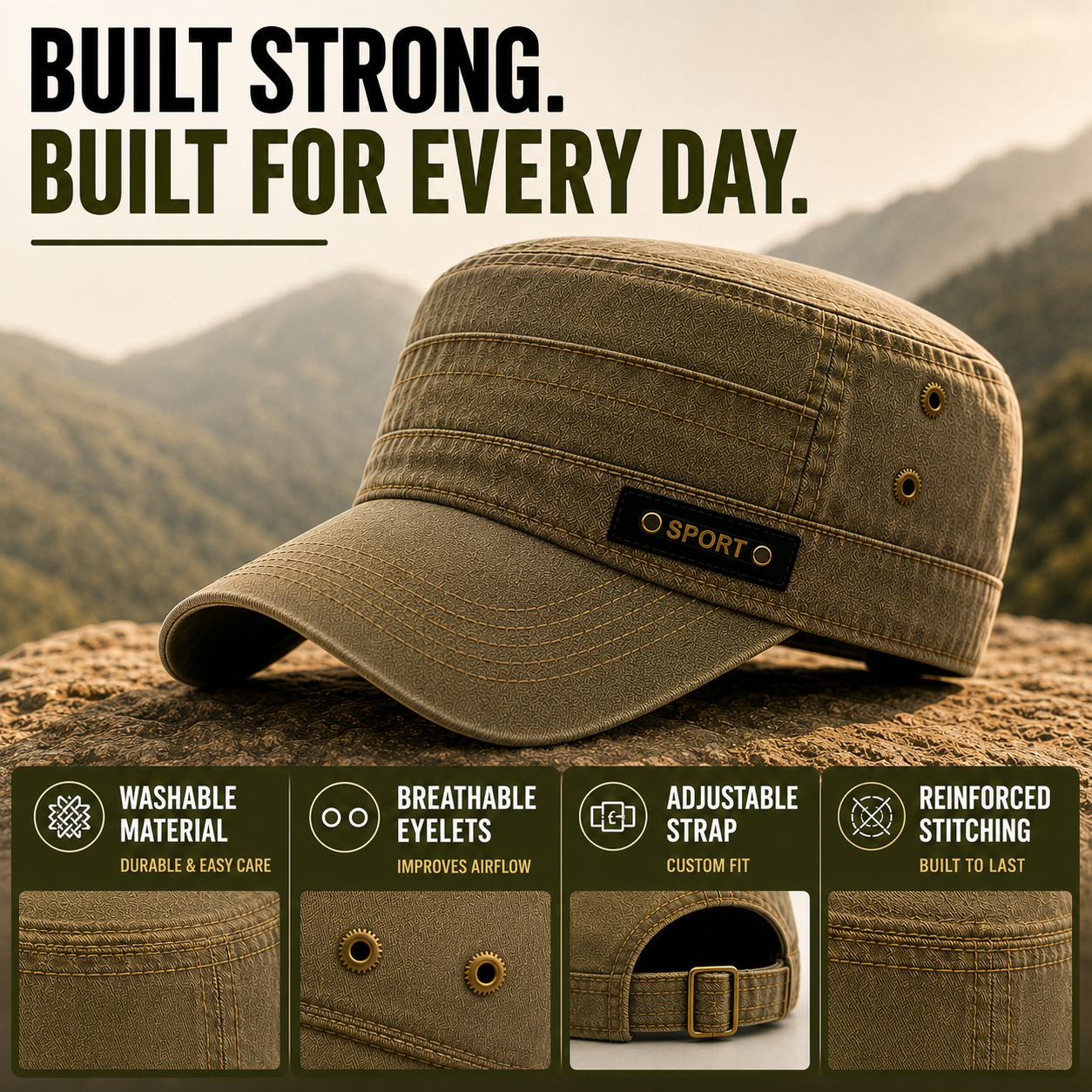 Nordspur | Brimfeld Flat Top Military-Style Sun Cap