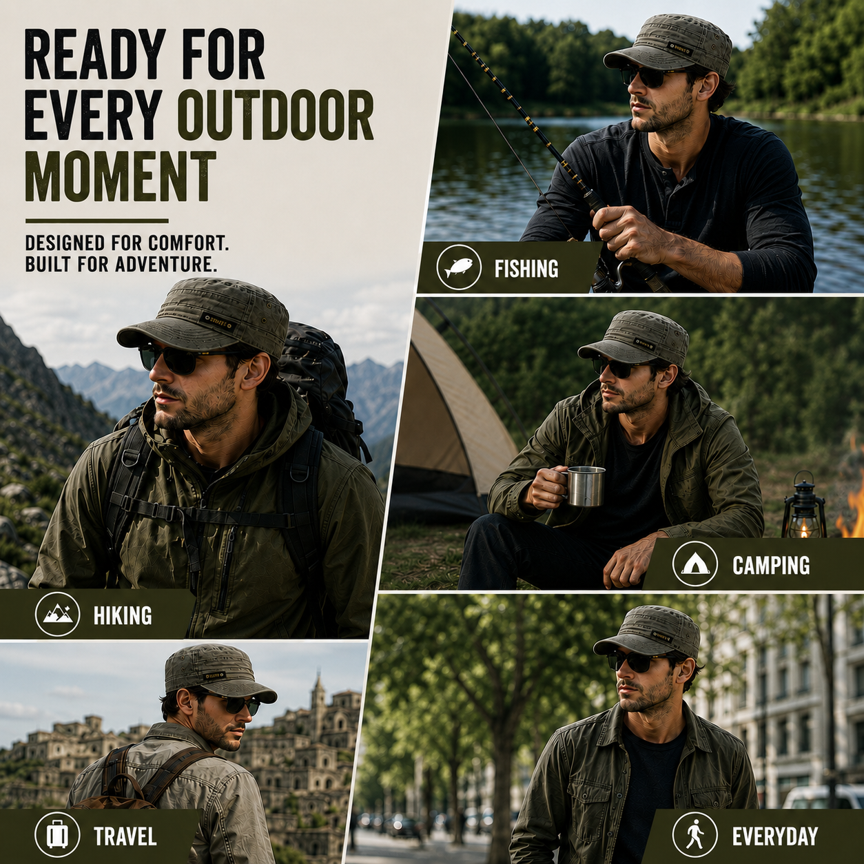 Nordspur | Brimfeld Flat Top Military-Style Sun Cap