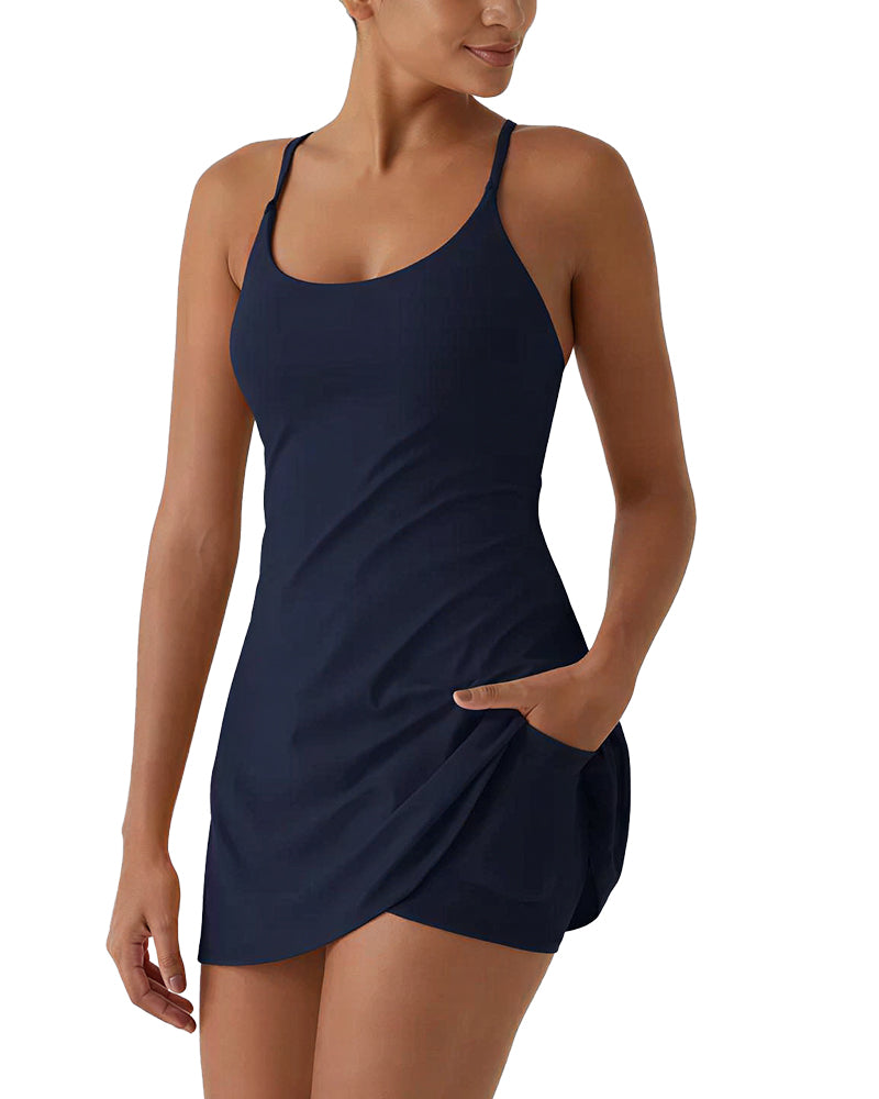 Active Dress with Built-in Shorts & Pockets