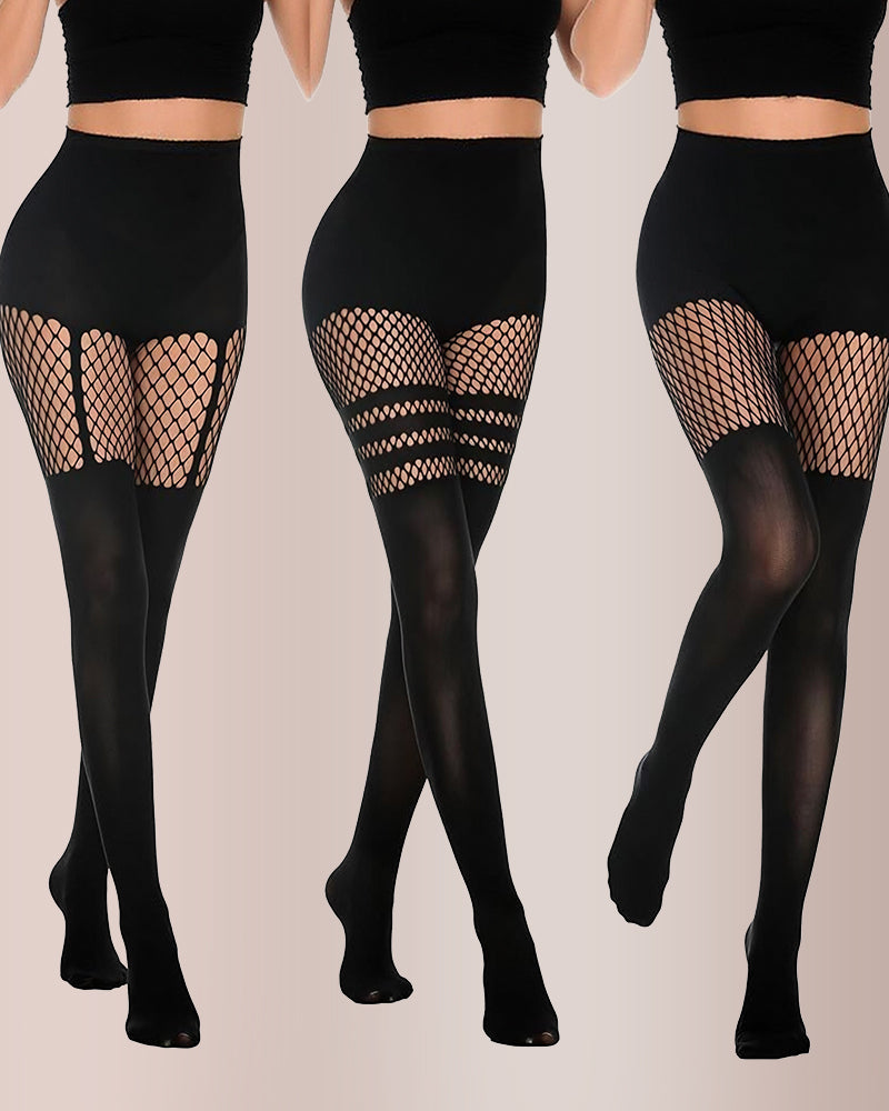 Cut-Out Fishnet Tights Illusion Pantyhose (2 Pack)