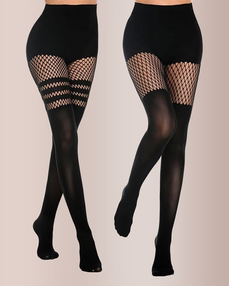 Cut-Out Fishnet Tights Illusion Pantyhose (2 Pack)