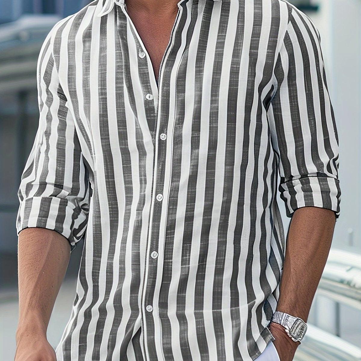 Striped Linen Shirt for Men