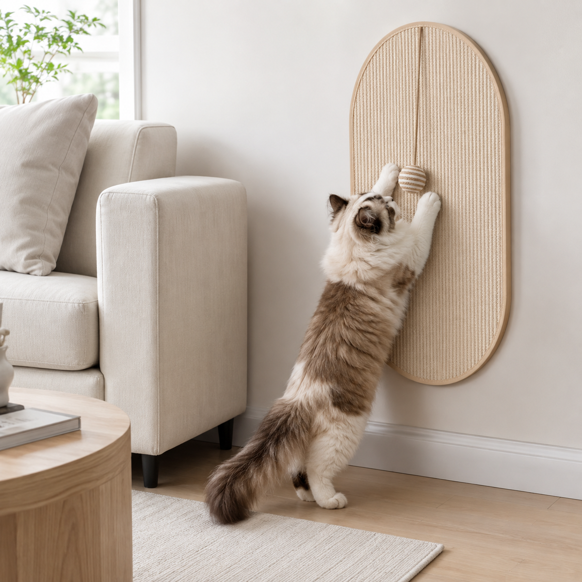 Nordspur | Scratchly Wall-Mounted Sisal Scratching Panel With Toy