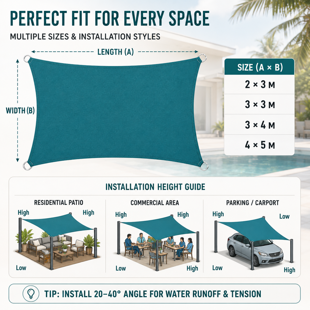 Nordspur | Sunvora Waterproof Outdoor Shade Sail