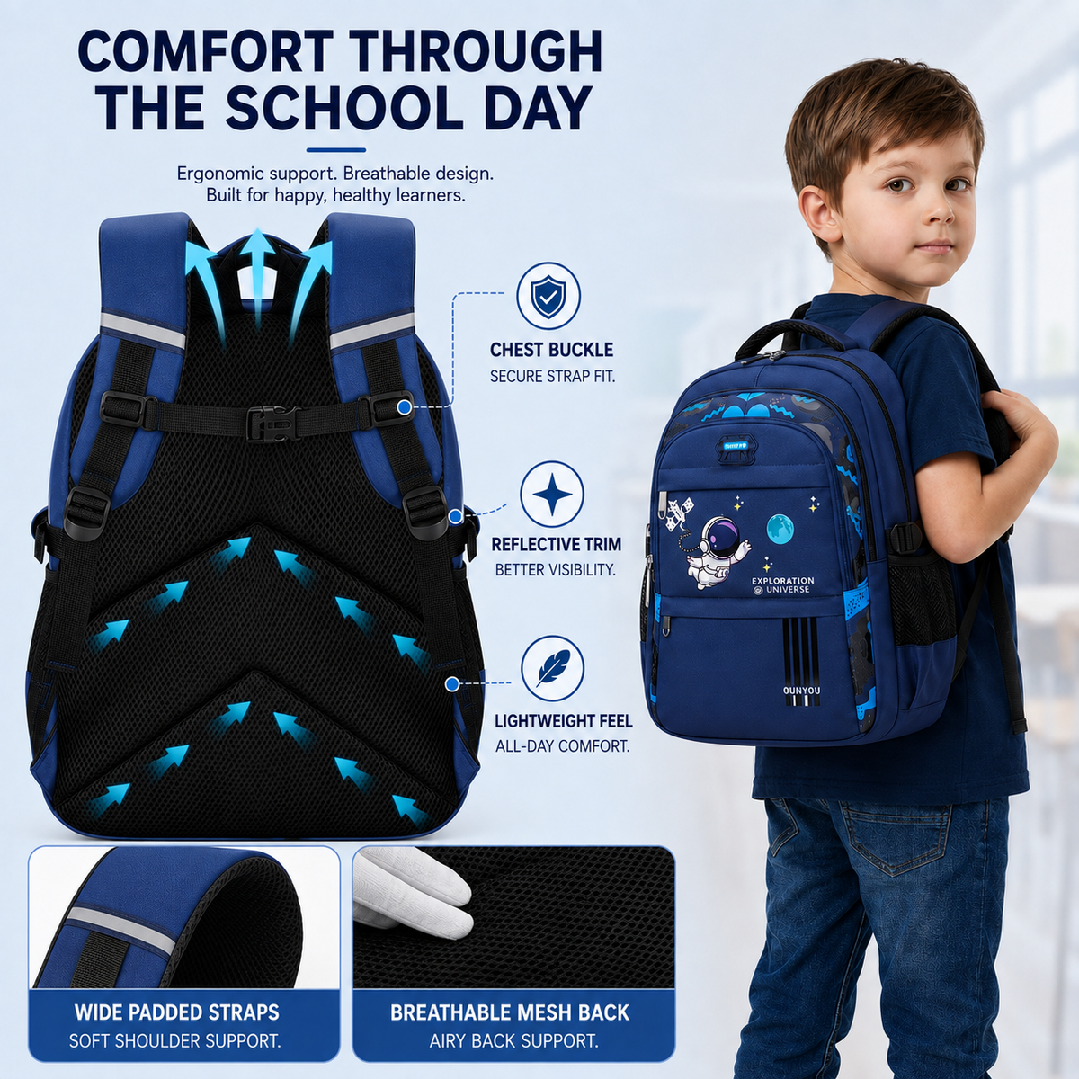 Nordspur | AstroVibe Waterproof Polyester School Backpack
