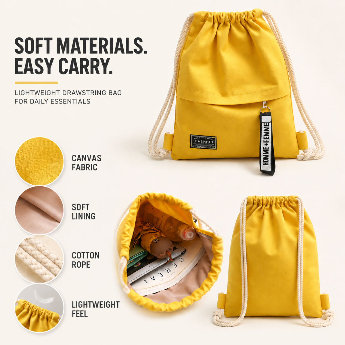 Nordspur | Linenovo Soft Linen Drawstring Backpack