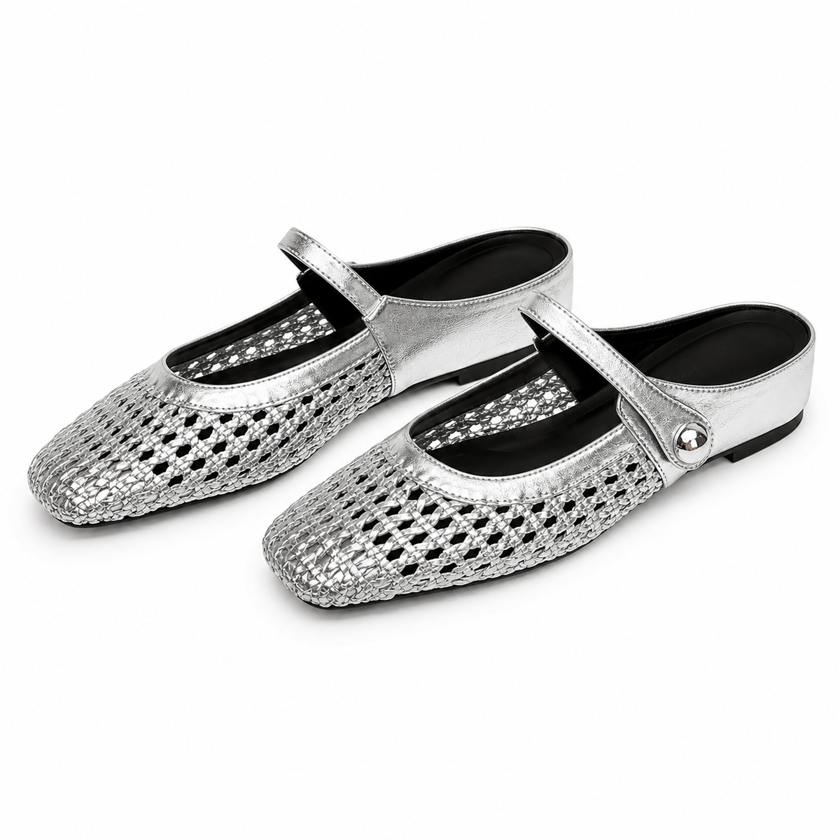 Woven Fabric Clogs with Square Toe